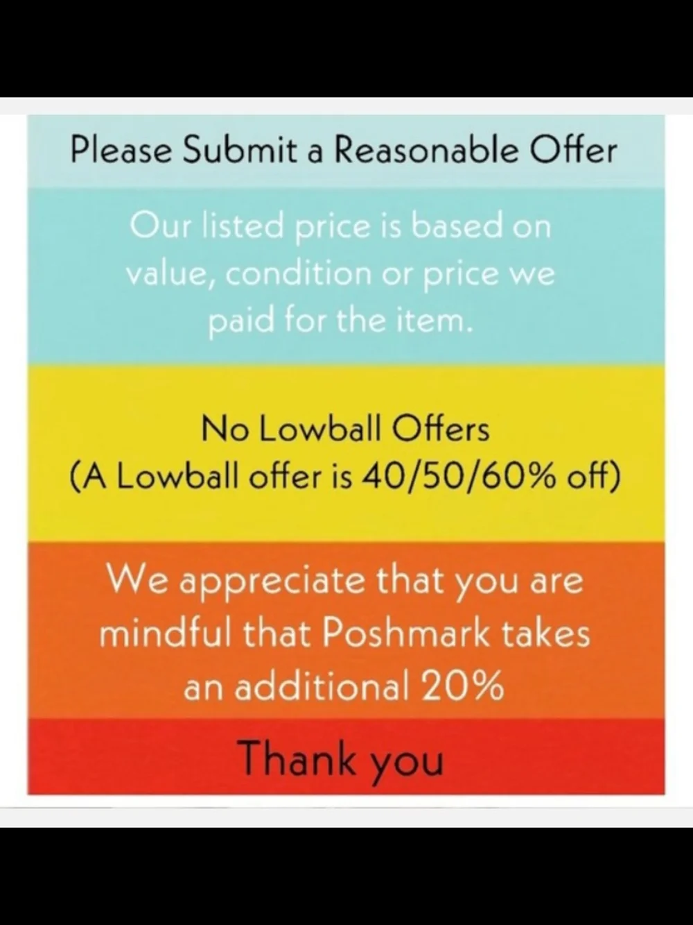 No Lowball Offers Sign - Multicolor Sale Reminder